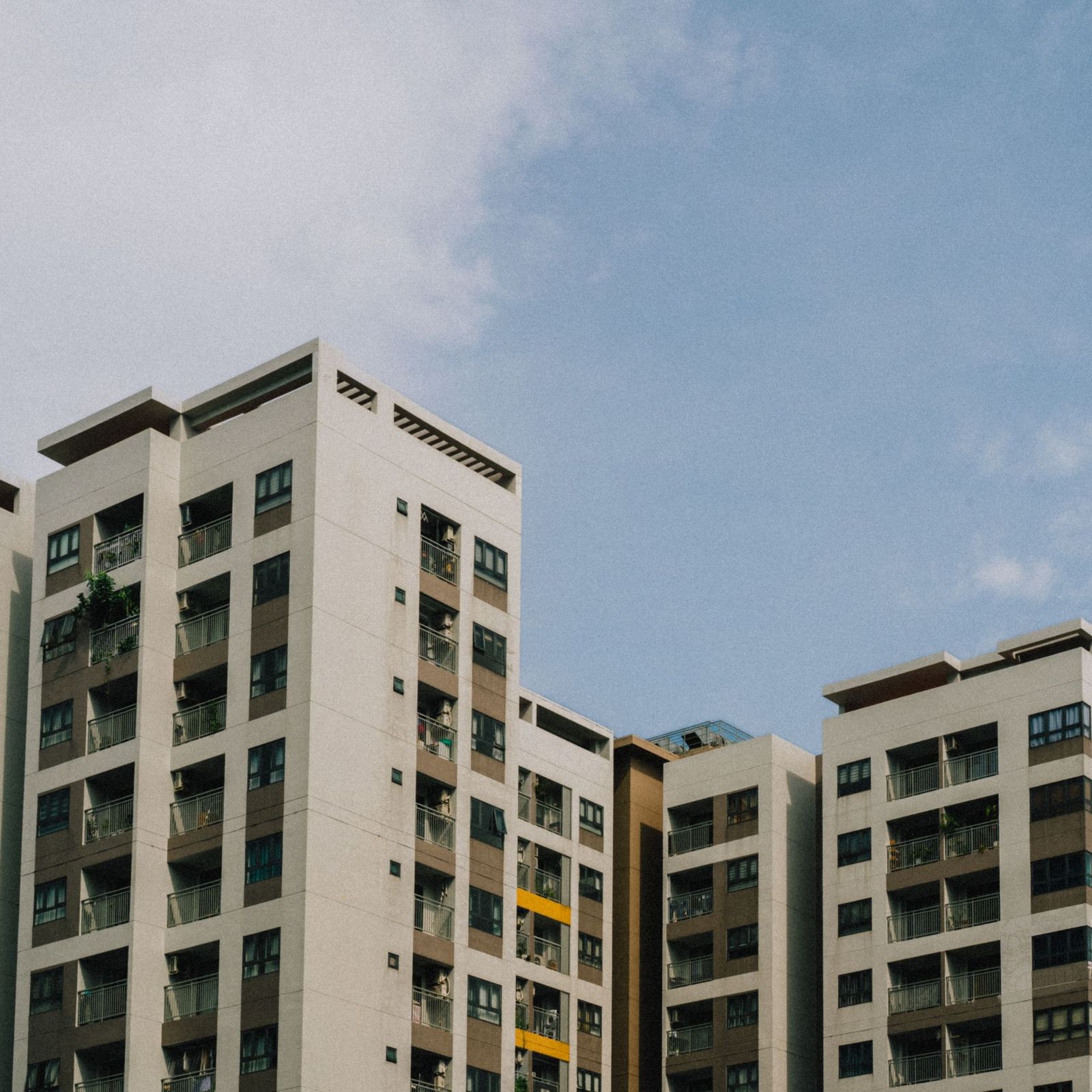Contemporary residential tower with stepped balconies